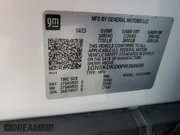 ✅ 2023 Chevrolet Suburban Z71 • VIN: 1GNSKDKD0PR366600 • Lot: 78516274. Wystawiony na Copart z przebiegiem 37 344 mil. Bezpłatny archiwum sprzedaży aukcyjnych z USA i szczegółowy raport historii pojazdu na DreamBid. Zdjęcie 14.