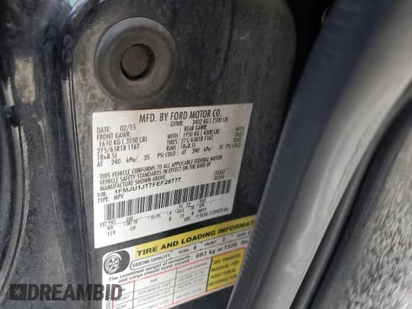 ✅ 2015 Ford Expedition XLT • VIN: 1FMJU1JT7FEF28777 • Лот: 91069955. Опубликован ранее на Copart с пробегом 175 259 миль. Бесплатный доступ к архиву аукционных продаж из США и подробный отчёт об истории автомобиля на DreamBid. Изображение 13.