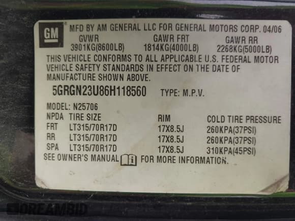 ✅ 2006 Hummer H2 • VIN: 5GRGN23U86H118560 • Lot: 41066258. Listed on IAAI with 199,012 mi. Free auction sales archive from the USA and detailed vehicle history report at DreamBid. Image 9.