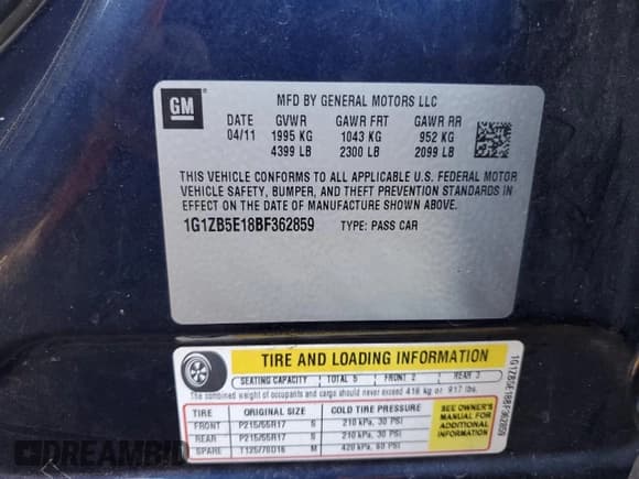 ✅ 2011 Chevrolet Malibu 1LS • VIN: 1G1ZB5E18BF362859 • Lot: 80863394. Listed on Copart with 173,378 mi. Free auction sales archive from the USA and detailed vehicle history report at DreamBid. Image 13.