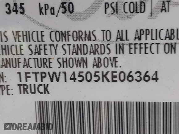 ✅ 2005 Ford F-150 XLT • VIN: 1FTPW14505KE06364 • Lot: 43413719. Wystawiony na IAAI z przebiegiem 189 453 mil. Bezpłatny archiwum sprzedaży aukcyjnych z USA i szczegółowy raport historii pojazdu na DreamBid. Zdjęcie 9.