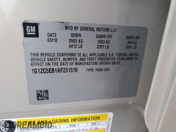 ✅ 2010 Chevrolet Malibu 1LT • VIN: 1G1ZC5EB1AF231518 • Lot: 80722634. Wystawiony na Copart z przebiegiem 121 322 mil. Bezpłatny archiwum sprzedaży aukcyjnych z USA i szczegółowy raport historii pojazdu na DreamBid. Zdjęcie 13.