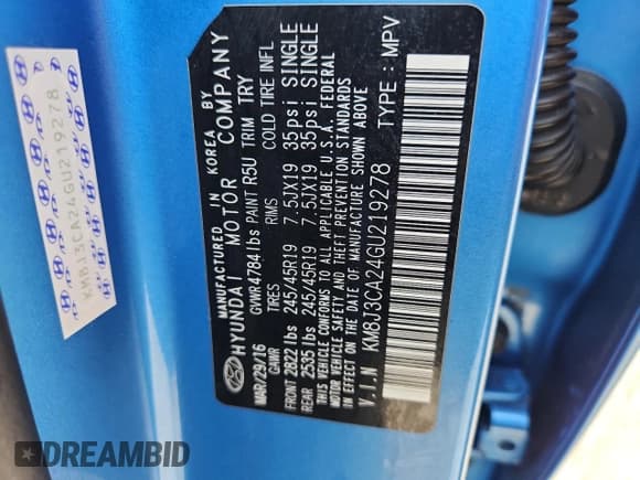 ✅ 2016 Hyundai Tucson Sport • VIN: KM8J3CA24GU219278 • Lot: 85112805. Wystawiony na Copart z przebiegiem 108 764 mil. Bezpłatny archiwum sprzedaży aukcyjnych z USA i szczegółowy raport historii pojazdu na DreamBid. Zdjęcie 12.