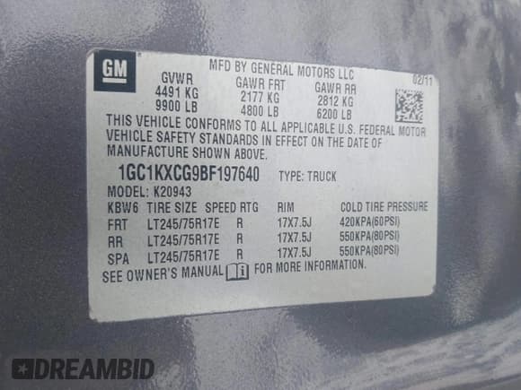 ✅ 2011 Chevrolet Silverado 2500HD LT • VIN: 1GC1KXCG9BF197640 • Lot: 43748797. Listed on IAAI with 128,726 mi. Free auction sales archive from the USA and detailed vehicle history report at DreamBid. Image 9.