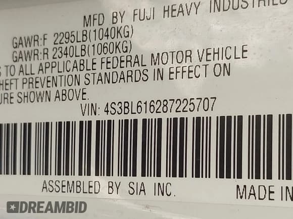 ✅ 2008 Subaru Legacy Special • VIN: 4S3BL616287225707 • Лот: 43330108. Опубликован ранее на IAAI с пробегом 170 949 миль. Бесплатный доступ к архиву аукционных продаж из США и подробный отчёт об истории автомобиля на DreamBid. Изображение 9.