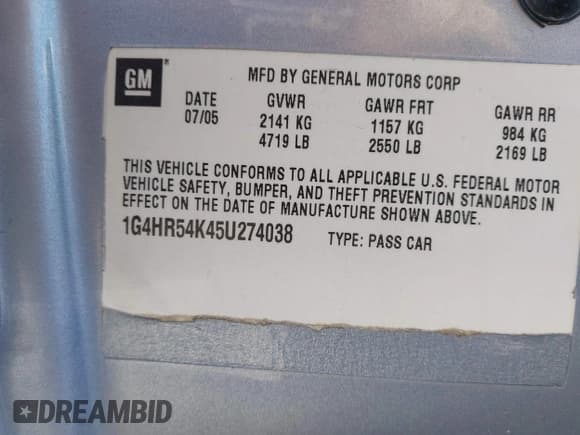 ✅ 2005 Buick LeSabre Limited • VIN: 1G4HR54KX5U161792 • Lot: 43655921. Listed on IAAI with 161,753 mi. Free auction sales archive from the USA and detailed vehicle history report at DreamBid. Image 9.
