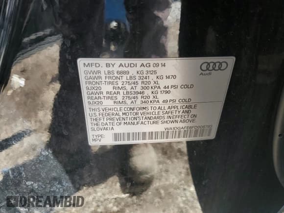 ✅ 2015 Audi Q7 S line Prestige • VIN: WA1DGAFE6FD008783 • Лот: 51765715. Опубликован ранее на Copart с пробегом 72 999 миль. Бесплатный доступ к архиву аукционных продаж из США и подробный отчёт об истории автомобиля на DreamBid. Изображение 14.