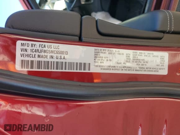 ✅ 2021 Jeep Grand Cherokee Limited • VIN: 1C4RJFBG5MC650013 • Лот: 86460235. Опубликован ранее на Copart с пробегом 84 557 миль. Бесплатный доступ к архиву аукционных продаж из США и подробный отчёт об истории автомобиля на DreamBid. Изображение 14.