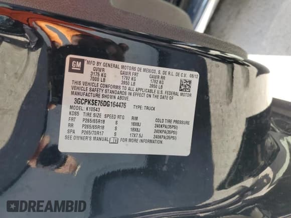 ✅ 2013 Chevrolet Silverado 1500 LT • VIN: 3GCPKSE76DG164476 • Lot: 70178814. Listed on Copart with 215,341 mi. Free auction sales archive from the USA and detailed vehicle history report at DreamBid. Image 12.