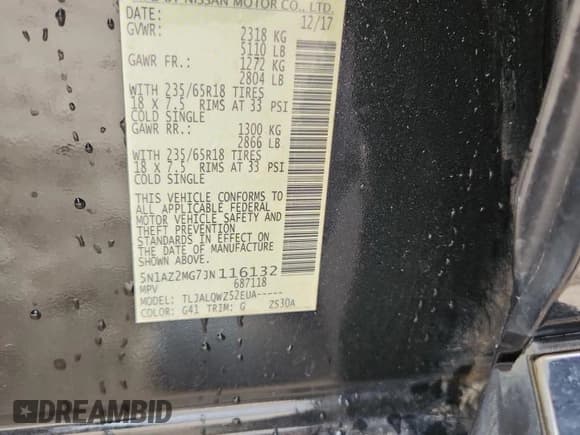 ✅ 2018 Nissan Murano S • VIN: 5N1AZ2MG7JN116132 • Лот: 84944335. Опубликован ранее на Copart с пробегом 165 213 миль. Бесплатный доступ к архиву аукционных продаж из США и подробный отчёт об истории автомобиля на DreamBid. Изображение 13.