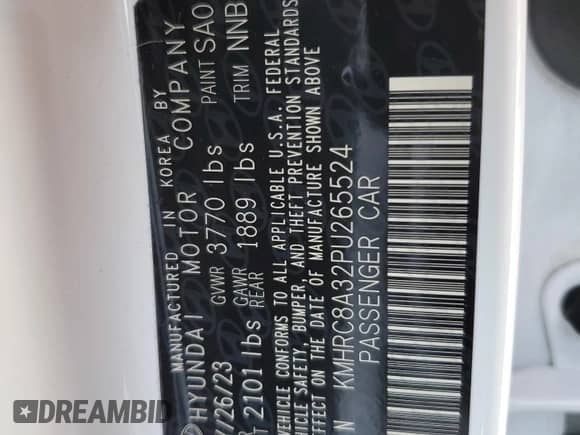 2023 Hyundai Venue SEL with VIN KMHRC8A32PU265524, listed as a Copart auction lot 78009124 with 23,219 mi miles and Salvage title. Bid and sale history available at DreamBid. Image 13.