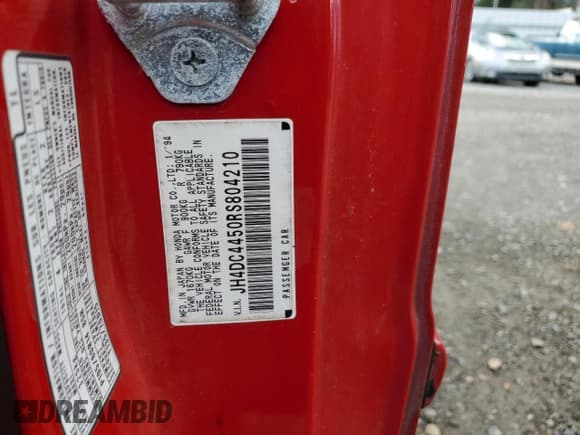 ✅ 1994 Acura Integra LS • VIN: JH4DC4450RS804210 • Lot: 85420415. Listed on Copart with 393,370 mi. Free auction sales archive from the USA and detailed vehicle history report at DreamBid. Image 12.