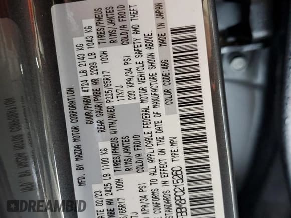 ✅ 2023 Mazda CX-5 S Select • VIN: JM3KFBBM8P0215260 • Lot: 68844655. Listed on Copart with 7,682 mi. Free auction sales archive from the USA and detailed vehicle history report at DreamBid. Image 13.