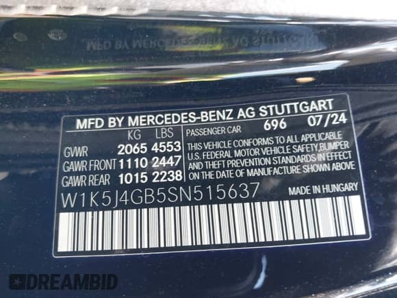 2025 Mercedes-Benz CLA 250 с VIN W1K5J4GB5SN515637, выставлен на аукционе IAAI как лот 41966730 с пробегом 3 606 миль миль и . История ставок и продаж доступна на DreamBid. Изображение 9.