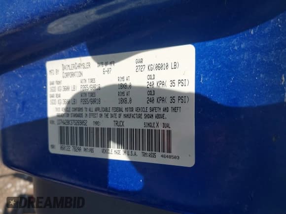 ✅ 2007 Dodge Dakota ST • VIN: 1D7HW28K37S269052 • Лот: 42388791. Опубликован ранее на IAAI с пробегом 138 799 миль. Бесплатный доступ к архиву аукционных продаж из США и подробный отчёт об истории автомобиля на DreamBid. Изображение 9.