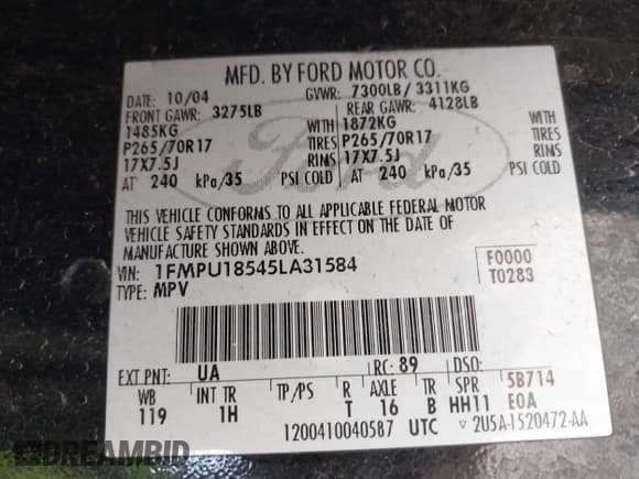 ✅ 2005 Ford Expedition Eddie Bauer • VIN: 1FMPU18545LA31584 • Lot: 42213645. Wystawiony na IAAI z przebiegiem 139 500 mil. Bezpłatny archiwum sprzedaży aukcyjnych z USA i szczegółowy raport historii pojazdu na DreamBid. Zdjęcie 9.