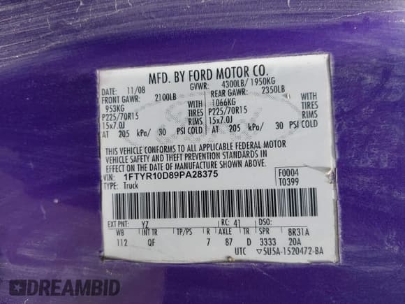 ✅ 2009 Ford Ranger XL • VIN: 1FTYR10D89PA28375 • Lot: 42899319. Wystawiony na IAAI z przebiegiem 172 368 mil. Bezpłatny archiwum sprzedaży aukcyjnych z USA i szczegółowy raport historii pojazdu na DreamBid. Zdjęcie 9.