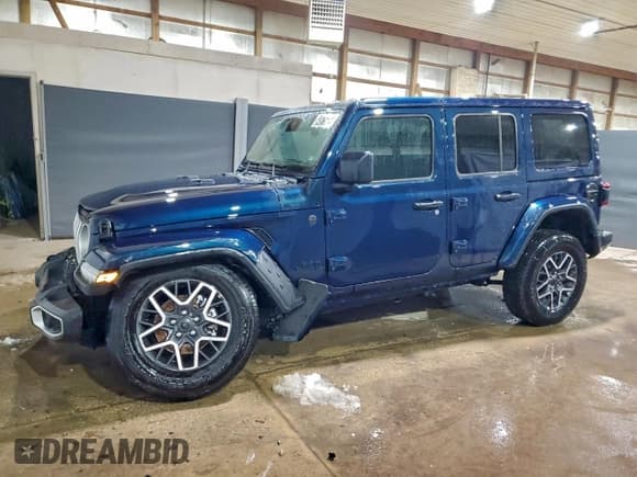 ✅ 2025 Jeep Wrangler Sahara • VIN: 1C4PJXEN2SW526834 • Lot: 94975285. Listed on Copart with 26,760 mi. Free auction sales archive from the USA and detailed vehicle history report at DreamBid. Image 1.