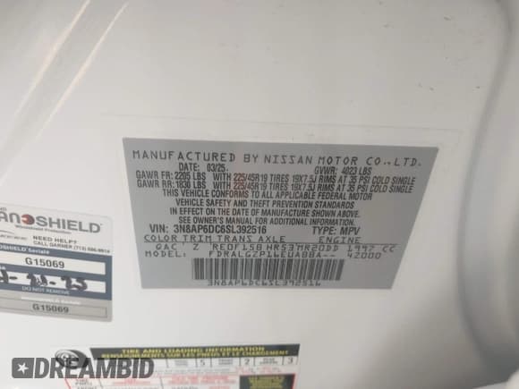 ✅ 2025 Nissan Kicks SR • VIN: 3N8AP6DC6SL392516 • Лот: 43469335. Опубликован ранее на IAAI с пробегом 10 251 миль. Бесплатный доступ к архиву аукционных продаж из США и подробный отчёт об истории автомобиля на DreamBid. Изображение 9.