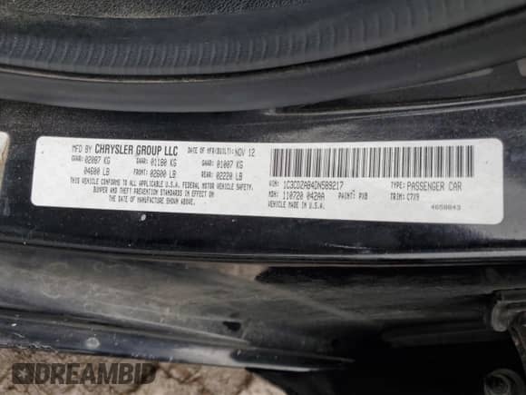 2013 Dodge Avenger SE с VIN 1C3CDZAB4DN589217, выставлен на аукционе Copart как лот 71892624 с пробегом 153 206 миль миль и Списание • Salvage title. История ставок и продаж доступна на DreamBid. Изображение 12.