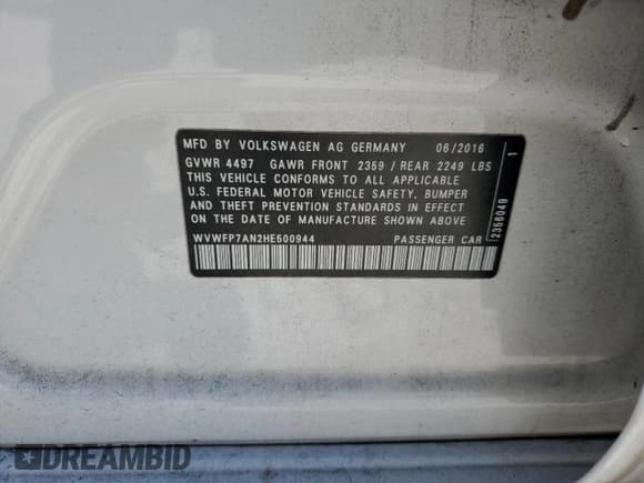 ✅ 2017 Volkswagen CC R-Line Executive • VIN: WVWFP7AN2HE500944 • Лот: 62609465. Опубликован ранее на Copart с пробегом 141 578 миль. Бесплатный доступ к архиву аукционных продаж из США и подробный отчёт об истории автомобиля на DreamBid. Изображение 13.
