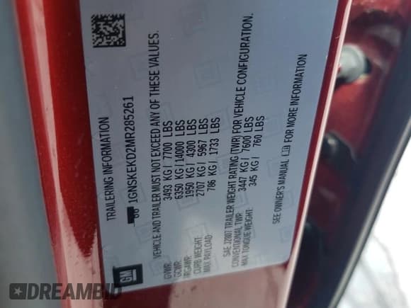 ✅ 2021 Chevrolet Suburban RST • VIN: 1GNSKEKD2MR285261 • Lot: 73333104. Wystawiony na Copart z przebiegiem 73 158 mil. Bezpłatny archiwum sprzedaży aukcyjnych z USA i szczegółowy raport historii pojazdu na DreamBid. Zdjęcie 13.