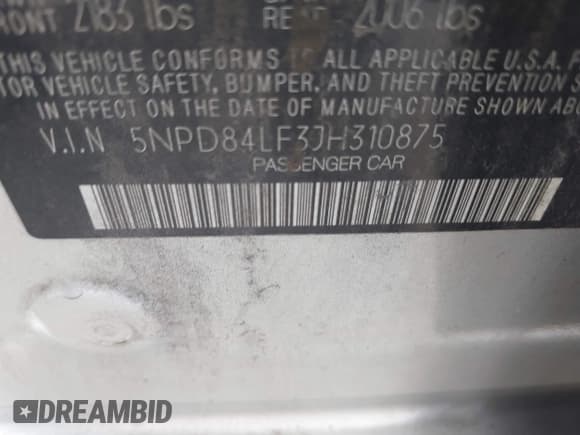 ✅ 2018 Hyundai Elantra Limited • VIN: 5NPD84LF3JH310875 • Lot: 42477430. Listed on IAAI with 84,333 mi. Free auction sales archive from the USA and detailed vehicle history report at DreamBid. Image 9.