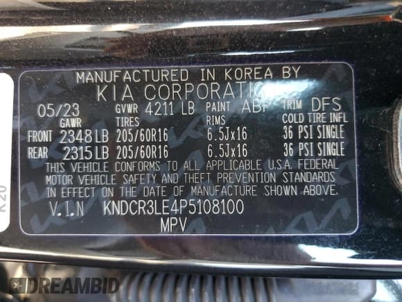 ✅ 2023 Kia Niro EX • VIN: KNDCR3LE4P5108100 • Lot: 71063325. Wystawiony na Copart z przebiegiem 60 878 mil. Bezpłatny archiwum sprzedaży aukcyjnych z USA i szczegółowy raport historii pojazdu na DreamBid. Zdjęcie 13.