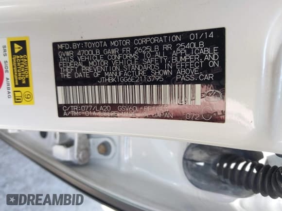 ✅ 2014 Lexus ES 330 • VIN: JTHBK1GG6E2113795 • Lot: 42207580. Wystawiony na IAAI z przebiegiem 128 540 mil. Bezpłatny archiwum sprzedaży aukcyjnych z USA i szczegółowy raport historii pojazdu na DreamBid. Zdjęcie 9.