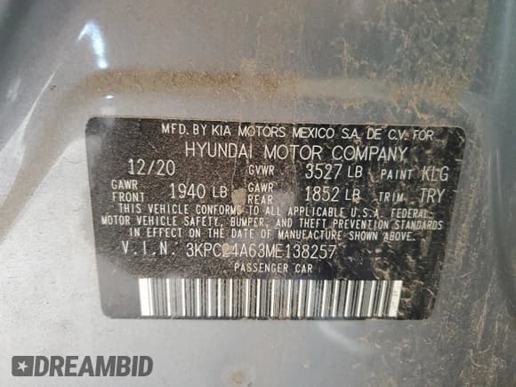 ✅ 2021 Hyundai Accent SE • VIN: 3KPC24A63ME138257 • Лот: 58985834. Опубликован ранее на Copart с пробегом 35 414 миль. Бесплатный доступ к архиву аукционных продаж из США и подробный отчёт об истории автомобиля на DreamBid. Изображение 14.
