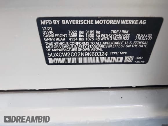 ✅ 2022 BMW X7 xDrive40i • VIN: 5UXCW2C02N9K60324 • Lot: 43681071. Wystawiony na IAAI z przebiegiem 54 502 mil. Bezpłatny archiwum sprzedaży aukcyjnych z USA i szczegółowy raport historii pojazdu na DreamBid. Zdjęcie 9.