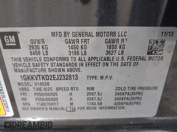 ✅ 2014 GMC Acadia Denali • VIN: 1GKKVTKD2EJ232813 • Лот: 43489239. Опубликован ранее на IAAI с пробегом 170 111 миль. Бесплатный доступ к архиву аукционных продаж из США и подробный отчёт об истории автомобиля на DreamBid. Изображение 9.
