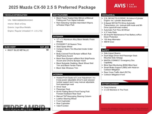 ✅ 2025 Mazda CX-50 S Preferred • VIN: 7MMVABBM6SN345943 • Lot: 89475965. Listed on Copart with 8,746 mi. Free auction sales archive from the USA and detailed vehicle history report at DreamBid. Image 13.