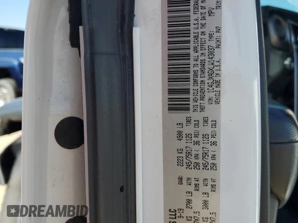 ✅ 2020 Jeep Wrangler Willys • VIN: 1C4GJXAGXLW143037 • Лот: 85423784. Опубликован ранее на Copart с пробегом 53 805 миль. Бесплатный доступ к архиву аукционных продаж из США и подробный отчёт об истории автомобиля на DreamBid. Изображение 12.