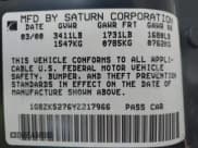 ✅ 2000 Saturn SL • VIN: 1G8ZK5276YZ217966 • Lot: 43310131. Wystawiony na IAAI z przebiegiem 69 028 mil. Bezpłatny archiwum sprzedaży aukcyjnych z USA i szczegółowy raport historii pojazdu na DreamBid. Zdjęcie 9.