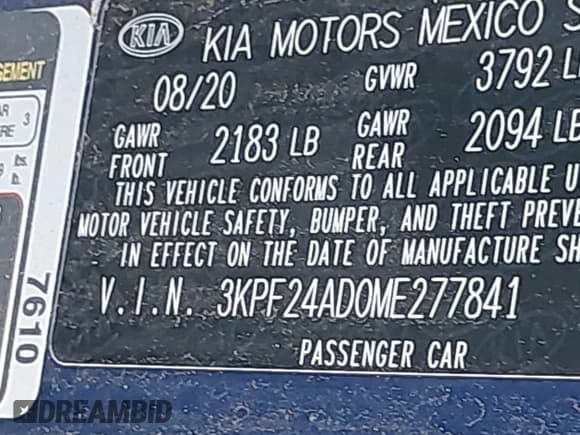 ✅ 2021 Kia Forte LXS • VIN: 3KPF24AD0ME277841 • Lot: 43536054. Wystawiony na IAAI z przebiegiem 78 336 mil. Bezpłatny archiwum sprzedaży aukcyjnych z USA i szczegółowy raport historii pojazdu na DreamBid. Zdjęcie 9.