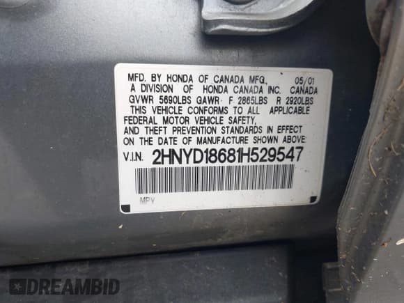 ✅ 2001 Acura MDX Touring • VIN: 2HNYD18681H529547 • Lot: 42682981. Wystawiony na IAAI z przebiegiem 174 902 mil. Bezpłatny archiwum sprzedaży aukcyjnych z USA i szczegółowy raport historii pojazdu na DreamBid. Zdjęcie 9.