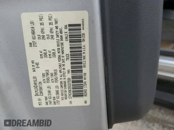 2005 Dodge Dakota SLT with VIN 1D7HE48K35S337930, listed as a Copart auction lot 79175974 with 114,816 mi miles and Salvage title. Bid and sale history available at DreamBid. Image 12.