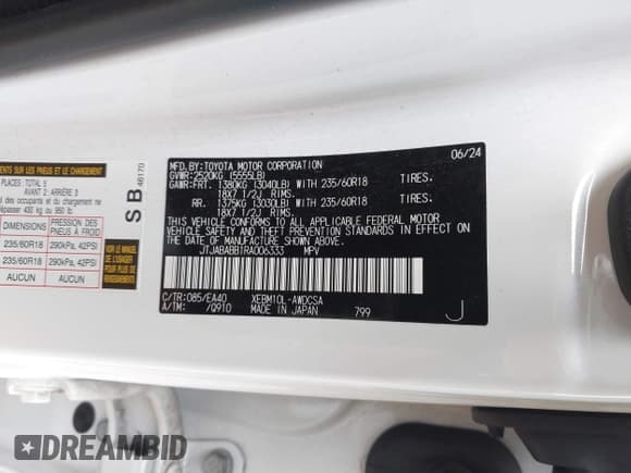 ✅ 2024 Lexus RZ 300e Premium • VIN: JTJABABB1RA006333 • Lot: 43139456. Listed on IAAI with 11,816 mi. Free auction sales archive from the USA and detailed vehicle history report at DreamBid. Image 9.