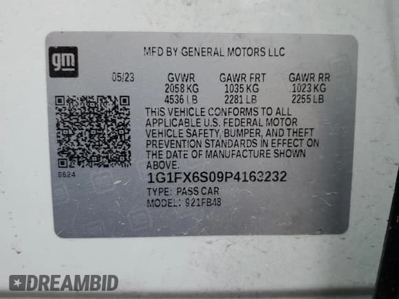 ✅ 2023 Chevrolet Bolt EV 2LT • VIN: 1G1FX6S09P4163232 • Lot: 79126714. Listed on Copart with 7,357 mi. Free auction sales archive from the USA and detailed vehicle history report at DreamBid. Image 12.