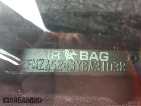 ✅ 2000 Ford Windstar SE • VIN: 2FMZA5243YBA31038 • Lot: 80267934. Listed on Copart with Not provided. Free auction sales archive from the USA and detailed vehicle history report at DreamBid. Image 14.