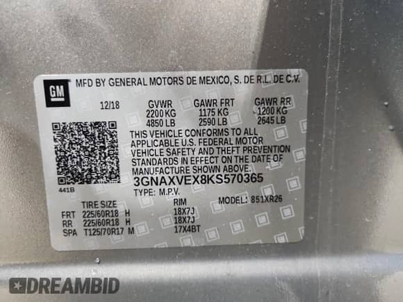 2019 Chevrolet Equinox LT with VIN 3GNAXVEX8KS570365, listed as a Copart auction lot 90946215 with 131,720 mi miles and Salvage title. Bid and sale history available at DreamBid. Image 13.