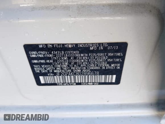 ✅ 2013 Subaru Crosstrek Limited • VIN: JF2GPAKC8D2896678 • Lot: 43641394. Wystawiony na IAAI z przebiegiem 100 659 mil. Bezpłatny archiwum sprzedaży aukcyjnych z USA i szczegółowy raport historii pojazdu na DreamBid. Zdjęcie 9.