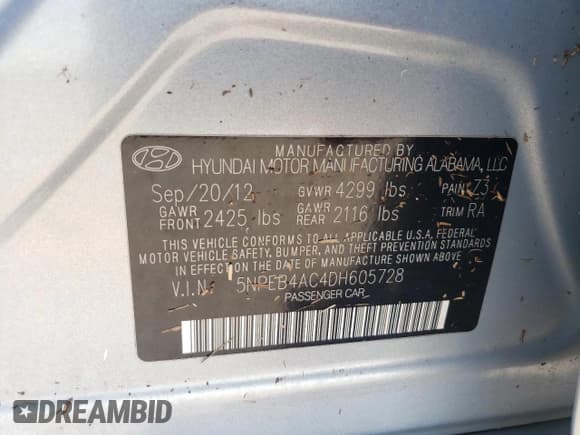 ✅ 2013 Hyundai Sonata GLS • VIN: 5NPEB4AC4DH605728 • Lot: 71547984. Wystawiony na Copart z przebiegiem 136 689 mil. Bezpłatny archiwum sprzedaży aukcyjnych z USA i szczegółowy raport historii pojazdu na DreamBid. Zdjęcie 12.