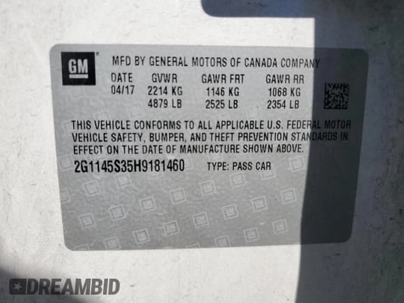 ✅ 2017 Chevrolet Impala Premier • VIN: 2G1145S35H9181460 • Лот: 71761874. Опубликован ранее на Copart с пробегом 78 773 миль. Бесплатный доступ к архиву аукционных продаж из США и подробный отчёт об истории автомобиля на DreamBid. Изображение 13.