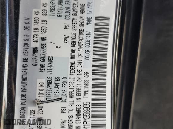 ✅ 2023 Mazda 3 S Select • VIN: 3MZBPABM1PM358965 • Lot: 71230925. Wystawiony na Copart z przebiegiem 59 761 mil. Bezpłatny archiwum sprzedaży aukcyjnych z USA i szczegółowy raport historii pojazdu na DreamBid. Zdjęcie 12.