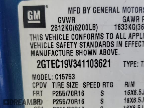 ✅ 2004 GMC Sierra 1500 SLE • VIN: 2GTEC19V341103621 • Лот: 90525825. Опубликован ранее на Copart с пробегом Не указан. Бесплатный доступ к архиву аукционных продаж из США и подробный отчёт об истории автомобиля на DreamBid. Изображение 14.