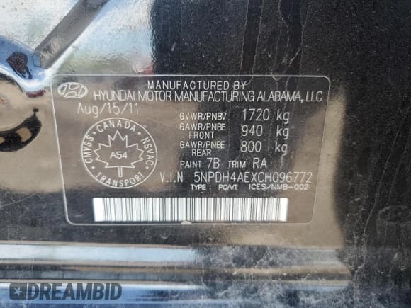 ✅ 2012 Hyundai Elantra GLS • VIN: 5NPDH4AEXCH096772 • Lot: 56947835. Listed on Copart with 224,793 mi. Free auction sales archive from the USA and detailed vehicle history report at DreamBid. Image 13.