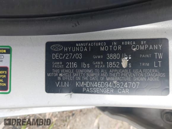 ✅ 2004 Hyundai Elantra GLS • VIN: KMHDN46D94U824707 • Lot: 42460287. Wystawiony na IAAI z przebiegiem 166 360 mil. Bezpłatny archiwum sprzedaży aukcyjnych z USA i szczegółowy raport historii pojazdu na DreamBid. Zdjęcie 9.