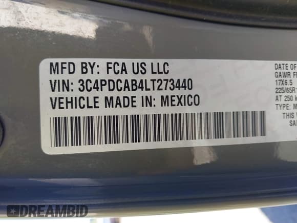 ✅ 2020 Dodge Journey SE Value • VIN: 3C4PDCAB4LT273440 • Лот: 43289461. Опубликован ранее на IAAI с пробегом 78 857 миль. Бесплатный доступ к архиву аукционных продаж из США и подробный отчёт об истории автомобиля на DreamBid. Изображение 9.